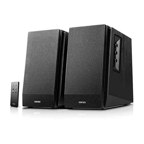 Edifier R1700BT Bluetooth Bookshelf Speaker - Active Near-Field Studio Monitors - Powered Speakers 2.0 Setup Wooden Enclosure 66w RMS (Black) - color: Black