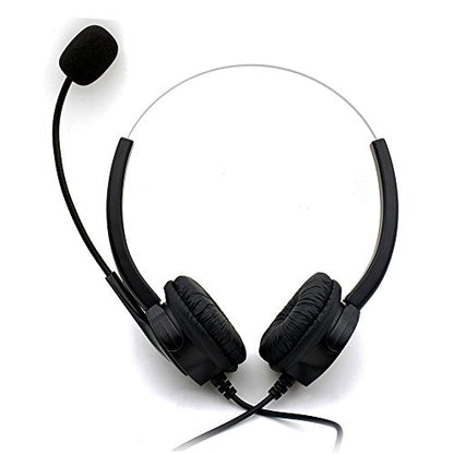 Corded Hands-Free Call Center Noise Cancelling Binaural USB Headset Headphones with Mic/Microphone - Cord with USB Plug, Volume Control- for Computer/PC/Laptop Use Only - size: Binaural