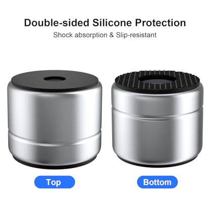 Speaker Isolation Feet 1 Inch Aluminum Turntable Isolation Feet, Anti-Vibration Speaker Isolation Pads for Subwoofer, Audio Equipment, PC Case Feet with Non-Slip Rubber Rings - Silver, 30*25mm, 4 Pack