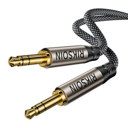 3.5mm Nylon Braided Aux Cable 4FT, Silver-Plated Wire Core Male to Male Cord for Headphones Car Home Stereos Speaker Compatible with iPhone iPad iPod Echo More - size: 1.2m/4FT