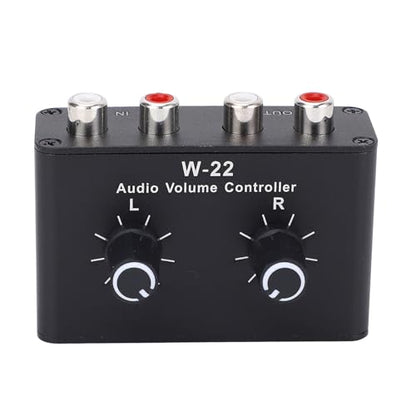 3.5mm Stereo Audio Selector Box with Line Volume Controller, 3.5mm 1/8" Aux Audio Volume Control Attenuator, Stereo for PC CD Player Laptop, Plug & Play