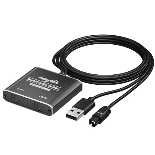 2 Way Digital Optical Audio Splitter 1 In 2 Out Active Toslink SPDIF Fiber Optic With USB Powered, LPCM 2.0, PCM, Dolby, DTS 5.1 for HDTV, Home Theater, Soundbar, Receiver, Amplifier- Unidirectional - style: 1 X 2 Optical Splitter