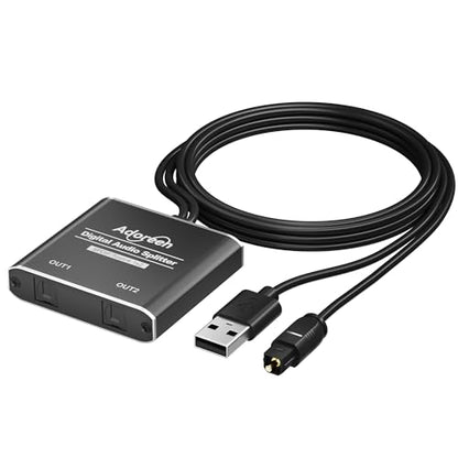 2 Way Digital Optical Audio Splitter 1 In 2 Out Active Toslink SPDIF Fiber Optic With USB Powered, LPCM 2.0, PCM, Dolby, DTS 5.1 for HDTV, Home Theater, Soundbar, Receiver, Amplifier- Unidirectional - style: 1 X 2 Optical Splitter