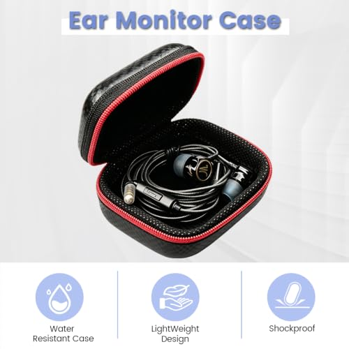 in Ear Monitor Case, Portable Earbud Hard Case, Waterproof Earphone Storage Box, Travel Carrying Case for QKZ/KZ,Fit for Earbud and IEM Cables