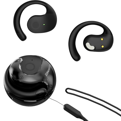 sunshot Ows Open Ear Buds Headphones Bluetooth 5.4,Bone Conducting Air Bone Conduction Headphones, 16mm Drivers,40H Playtime,Open Ear Earbuds IPX5 Waterproof and Noise Reducing Touch(Black) - color: Black