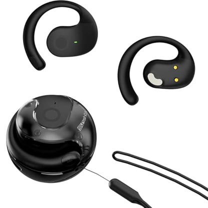 sunshot Ows Open Ear Buds Headphones Bluetooth 5.4,Bone Conducting Air Bone Conduction Headphones, 16mm Drivers,40H Playtime,Open Ear Earbuds IPX5 Waterproof and Noise Reducing Touch(Black) - color: Black