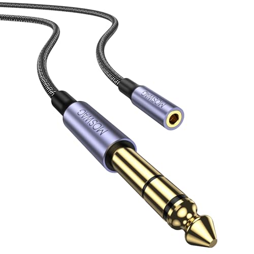 MOSWAG 1/4 to 3.5mm Headphone Adapter 6.6FT/2Meter, TRS 6.35mm 1/4 Male to 3.5mm 1/8 Female Stereo Jack Audio Adapter for Amplifiers, Guitar Amp, Keyboard Piano, Home Theater, Headphones and More - size: 6.6FT/2Meter