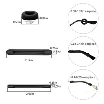 16 Pairs Eyeglasses Ear Grip Ear Hooks, Anti-Slip Holder Eyeglasses Stoppers Temple Tips Sleeve Retainer Eyewear Retainers Spectacle Stay For Eyeglasses, Sunglasses, Reading Glasses (Black) - color: Black