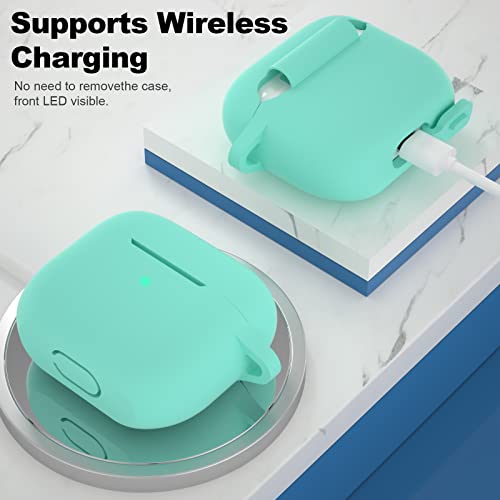 Compatible with AirPods 3 Case, Protective Silicone Cover for AirPods 3rd Generation Case 2021, Wireless Charging - Mint Green - color: C-Mint Green