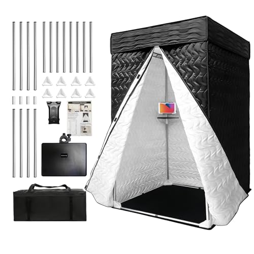 Portable Vocal Booth 33"X33"X79", Sound Isolation Home Recording Booth | Easy to assemble, comes with travel carry bag, ideal for podcast, voiceover and indoor singing recording