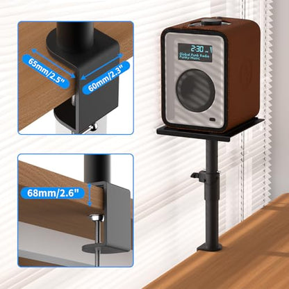 suptek Clamp-on Speaker Stand Desk Mount Set, Height Adjustment, Swivel, 9.6 x 8.8 inch Trays, Universal Audio Holders for Bookshelf Speakers, Elevated Sound, 2 Pack, Black, SDM001G - color: Black, size: Fixed Speaker Stands