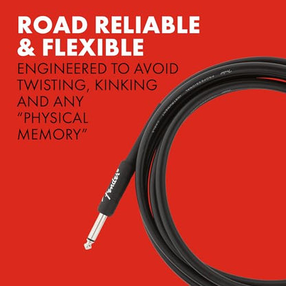 Fender Professional Series Instrument Cable, Guitar Cable, Guitar Accessories, Straight/Straight, Black, 18.6ft - size: 18.6ft, style: Straight/Straight