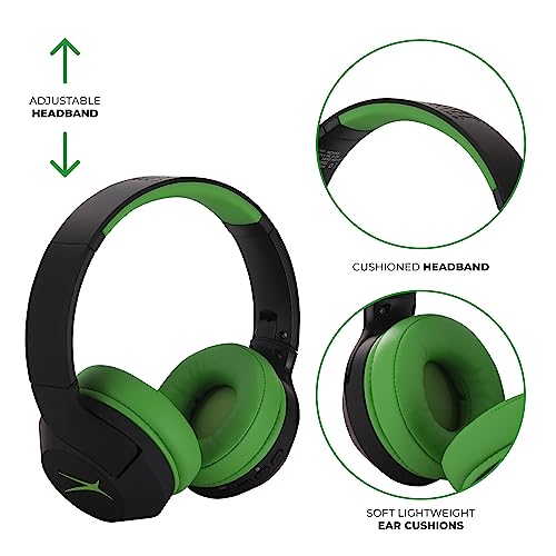Altec Lansing Kid Safe Noise Cancelling Wireless Headphones 15H Battery, 85dB Volume Limit, Foldable Design Powerful Sound, Active Noise Cancellation Perfect for Kids Ages 7+ (Blackout Green) - color: Blackout Funky Green