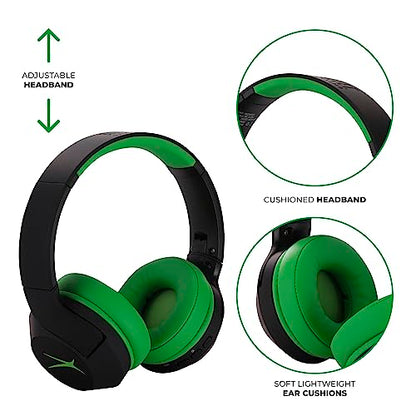 Altec Lansing Kid Safe Noise Cancelling Wireless Headphones 15H Battery, 85dB Volume Limit, Foldable Design Powerful Sound, Active Noise Cancellation Perfect for Kids Ages 7+ (Blackout Green) - color: Blackout Funky Green
