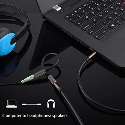 3.5mm Female to Female Adapter Cable TRS Stereo Audio AUX Connector Cod for Headphones, Car, HiFi - 15cm/6inch (Coffee) - color: Coffee