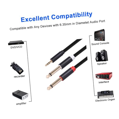 LABRIMP 3.5mm to Dual 1/4 Inch Stereo Audio Cable for Live Sound