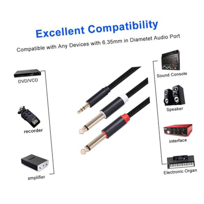 LABRIMP 3.5mm to Dual 1/4 Inch Stereo Audio Cable for Live Sound