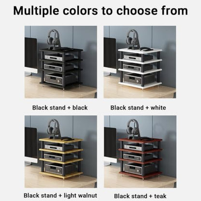 Desktop Hi-Fi Audio Rack, Multi-Tier Stereo Component Shelf for Amplifier(Teak,4-Layer) - color: Teak, size: 4-layer