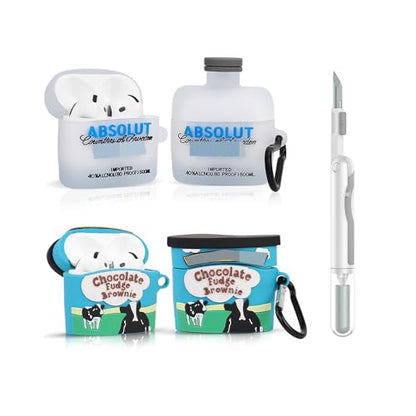 (2Pack+Cleaner Pen) XMBYGY Case for Apple AirPods 4th Generation Earbuds with Cleaning Pen Kit, Silicone Cute Charging Case Shockproof Protective Cover and Carabiner for AirPods 4 (FTJ+TTQ) - color: FTJ+TTQ