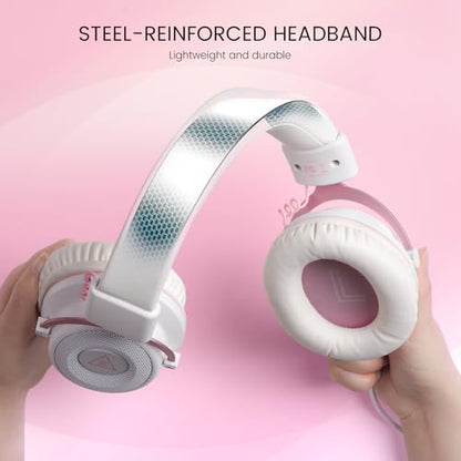 EKSA E900 Wired Gaming Headset with Microphone for PS4, PS5, Xbox | Detachable Noise Canceling Mic, 3D Surround Sound, Wired Headphone for PS4, PS5, Xbox, Computer, Laptop, Switch, Handheld - color: Pink