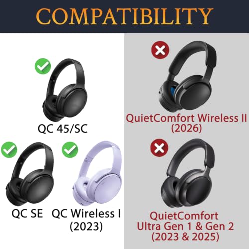 SOULWIT Earpads for Bose (QC45/QC SE/QC Wireless) - Chilled Lilac - color: Chilled Lilac