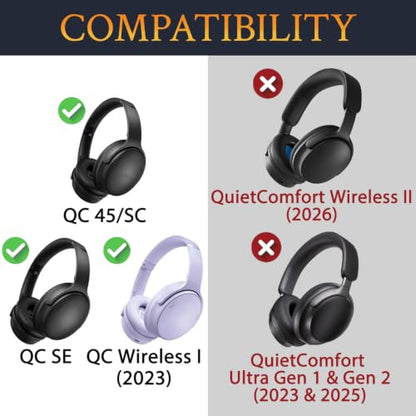 SOULWIT Earpads for Bose (QC45/QC SE/QC Wireless) - Chilled Lilac - color: Chilled Lilac