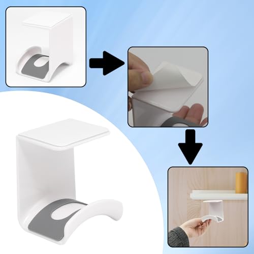 White Headphone Stand Hanger,Hanging Headset Holder Hook Under Desk | 1Pcs ABS Plastic Adhesive Earphones Hangers for Desk Headphone Hanger, Most Headphones and Controller - color: White, size: UnderDeskBlack
