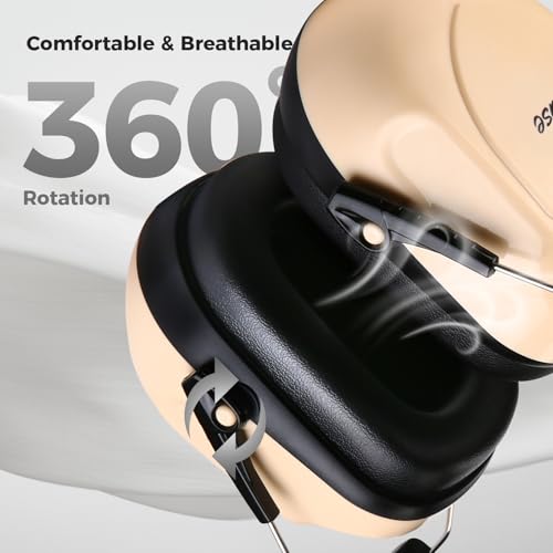 ProCase NRR 28dB Noise Reduction Ear Muffs, Foldable Adjustable Noise Cancelling Headphones - color: 1 - Beige