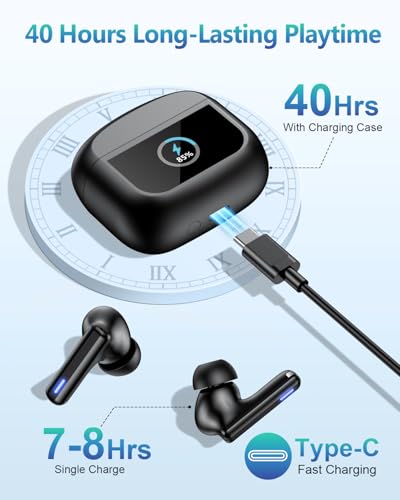 ZIUTY Wireless Earbuds Bluetooth Headphones, Ear Buds with Touch Screen, ANC ENC Noise Cancelling Transparency Mode, 40H Stereo Deep Bass, IPX7 Waterproof, Clear Calls, 5 EQ for iOS Android, Obsidian - color: Obsidian