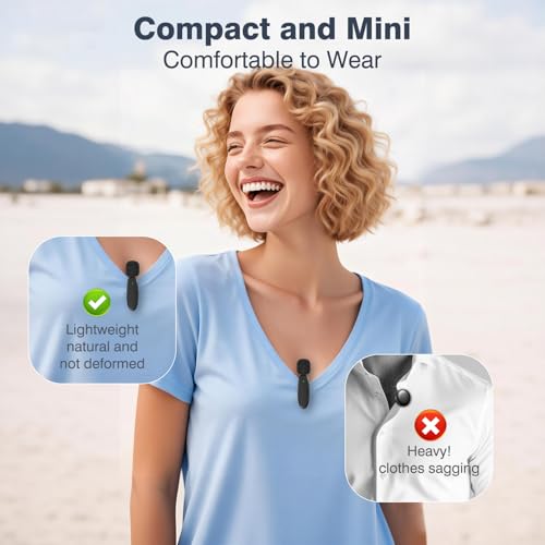 Wireless Microphone for iPhone 16 15 14 13 Android, Dual Mini Mic with AI Noise Cancelling, USB-C & Lightning Receiver, Plug-Play Clip-on Mic for YouTube Vlog TikTok, Ideal Tech Gift for Creators
