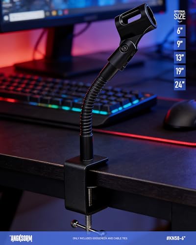 6-Inch Flexible Microphone Gooseneck KN58, 5/8-27 Mic Stand Arm | Compact flexible extension arm, 5/8-27 male and female threads, for close-range mic positioning on stands, desks, and podiums - size: 6-INCH