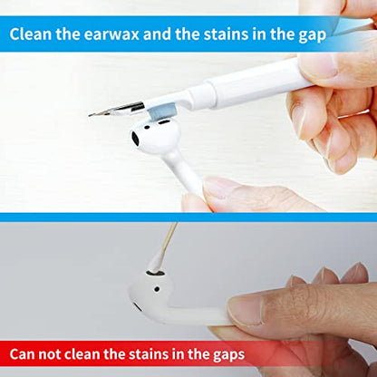 Cleaner Kit for AirPods 1 2 3 Cleaning Tool for Removing Ear Wax/Dirt/Gunk | Included Metal Tip, Soft Brush & Flocking Sponge to Clean Wireless Earbuds, Charging Case, iPhone, Keyboard & Electronics