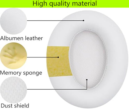Replacement Ear Pads Compatible with Srhythm Version NC35 White | Also suitable for Srhythm version NC25 Headphone Memory foam/protein leather ear pads and earmuffs - color: White
