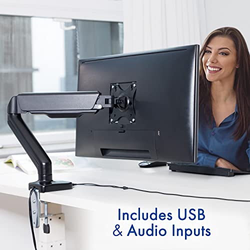 Spring LCD Monitor Arm with USB and Multimedia Ports for: Sceptre Curved 24" 75Hz Professional LED Monitor 1080p 98% sRGB HDMI VGA Build-in Speakers, Machine Black 2021 - style: Single Arm