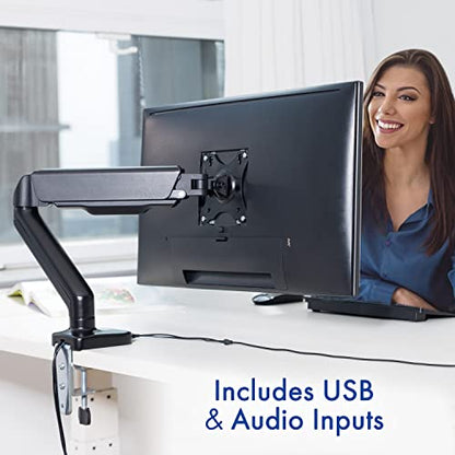 Spring LCD Monitor Arm with USB and Multimedia Ports for: Sceptre Curved 24" 75Hz Professional LED Monitor 1080p 98% sRGB HDMI VGA Build-in Speakers, Machine Black 2021 - style: Single Arm
