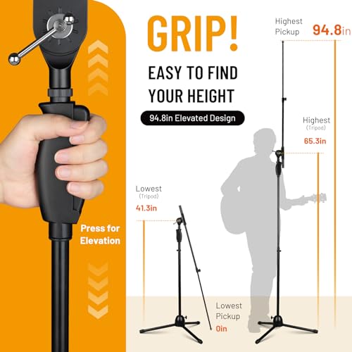 CAHAYA Tripod Mic Stand Boom Arm Floor One-Button Release Height Adjustable