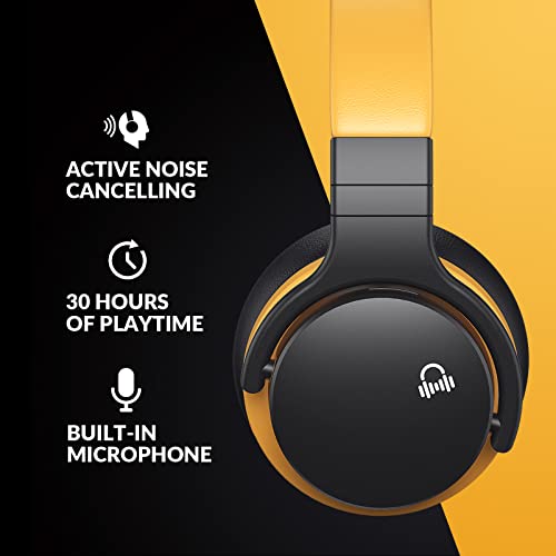 MOVSSOU Million Sold Classic E7 Active Noise Cancelling Headphones | Upgraded HD Sound, Wireless Bluetooth Headphones Over The Ear Unequaled Comfort, Vivid Deep Bass, for Home Office Travel Gift - color: Deep Yellow