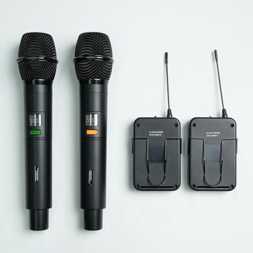 MELONARE 4-Channel UHF Compact Wireless Microphone System MWM-41-2H2B | 2 Handheld Mics, 2 Bodypacks, Headset/Lapel Mics, 4 x 10 Frequencies, 200 ft Range, Karaoke, Church - size: 2 Handheld 2 Bodypack Mics