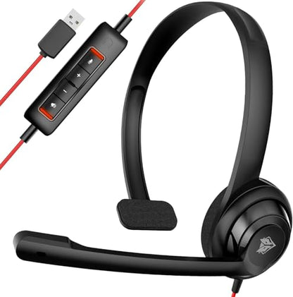 NUBWO HW02 USB Headset with Microphone Noise Cancelling &in-line Control, Ultra Comfort Computer Headset for Laptop pc, On-Ear Wired Office Call Center Headset for Boom Skype Webinars (USB-A) | USB-A - Ultra Comfort Computer Headset for Laptop pc, On-Ear