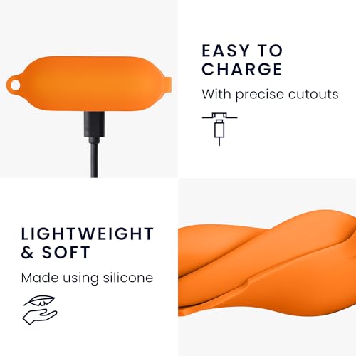 kwmobile Case Compatible with JBL Wave Buds Case - Silicone Cover Holder for Earbuds - Orange