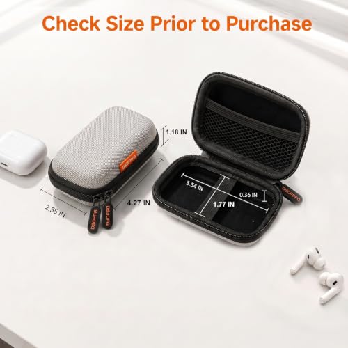 Silver Mini Hard Earbud Case, Small Portable Rectangle Carrying Case Pouch | Small Hard Case for Apple Airpods, Earpods, Samsung Galaxy Buds, Earbuds, Earplugs, In Ear Monitor, USB Cable, Flash Drive - color: Silver