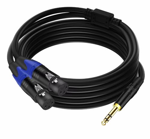 1/4 TRS to Dual XLR Cable, 1/4 Inch (6.35mm) to XLR Dual Y-Splitter Breakout Lead Microphone Cord (1/4 TRS to Dual XLR Female Cable 10 FT) - size: 1/4 Inch TRS to Dual XLR Female - 10 FT
