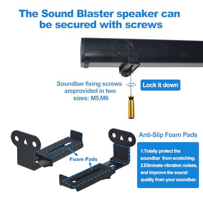 Soundbar Wall Mount, Depth Adjustable 3.7”-6.3”, All Metal,2 Packs | Hold up to 30 lbs, Sound Bar Mounts Under TV for Sonos,Bose, Vizio, LG,Samsung, Sony, JBL and More,DX-118,Black