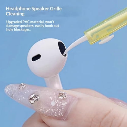 5 Pcs Charging Port Cleaner Dual Side Multifunction Speaker Port Cleaning Tool Anti-Clogging Mini Brushes & Hook for Cell Phone Earbuds