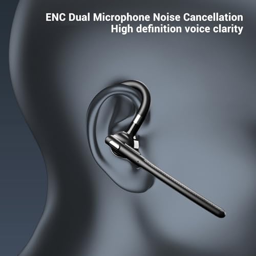 Bluetooth Headset, Single Ear Wireless Headset with USB Dongle and Noise Cancelling Microphone, Bluetooth 6.1 Earpiece for Truck Drivers Office Workers Remote Professionals
