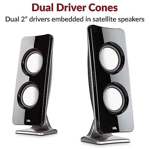 Cyber Acoustics CA-3610 2.1 Multimedia Speaker System with Subwoofer, Perfect Computer Speakers for PC or Mac, Great for Music, Movies, and Gaming | Powerful 2.1 PC Speaker System with Subwoofer, 62W Power, Desktop Control Pod, Adjustable Bass, for Music,
