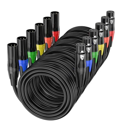 6 Pack, 25 FT XLR Male to XLR Female Cable Professional Balanced Microphone Lead Male to Female Cables, Extension Mic Cable Cord (6 Pack, 25 FT) - size: 25 FT, style: Black 6 Pack