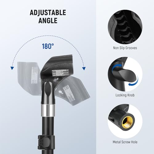 NEEWER BASICS Microphone Holder Accessories Kit 2 Pack, Adjustable Mic Clips with Non Slip Design & 3/8" to 5/8" Screw Adapters for Universal Wired Wireless Handheld Mics from 30mm to 35mm, MS018
