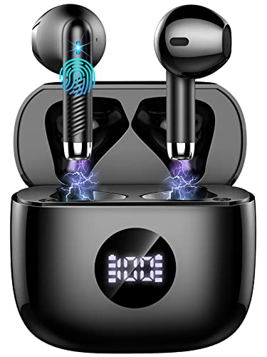 Wireless Earbuds, Bluetooth 5.4 Ear Buds LED Power Display Headphones Bass Stereo, Bluetooth Earbuds in-Ear Noise Cancelling Mic, 40H Playback Mini Case IP7 Waterproof Sports Earphones for Android iOS - color: Black