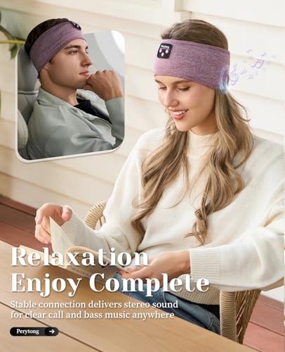 Perytong Sleep Headphones Wireless, Bluetooth Sports Headband Headphones with Ultra-Thin HD Stereo Speakers Perfect for Sleeping,Workout,Jogging,Yoga,Insomnia, Air Travel, Meditation (Purple) - color: Purple
